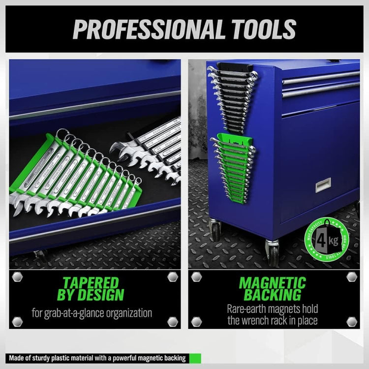 12-Slot Plastic Magnetic Removable Tray Wrench Storage Bracket(Black+Blue)