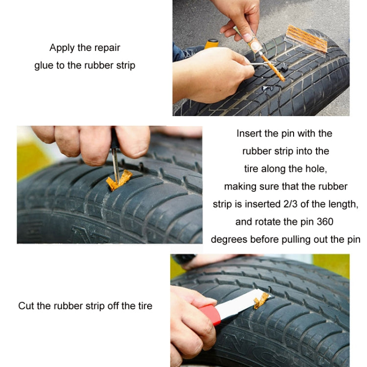 46pcs /Set Car Tubeless Tire Repair Needle Rubber Strip Valve Tip Needle-nosed Pliers Tool Set(With Bag)
