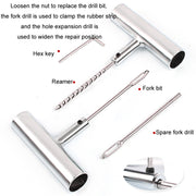 46pcs /Set Car Tubeless Tire Repair Needle Rubber Strip Valve Tip Needle-nosed Pliers Tool Set(With Bag)