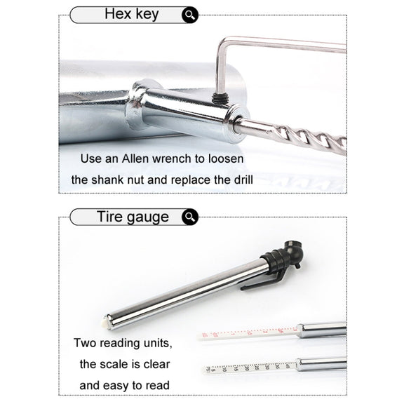 46pcs /Set Car Tubeless Tire Repair Needle Rubber Strip Valve Tip Needle-nosed Pliers Tool Set(With Bag)