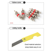 46pcs /Set Car Tubeless Tire Repair Needle Rubber Strip Valve Tip Needle-nosed Pliers Tool Set(With Bag)