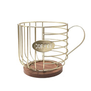 Coffee Companion Storage Rack Cup-Shaped Kitchen Storage Basket, Color: Gold with Words