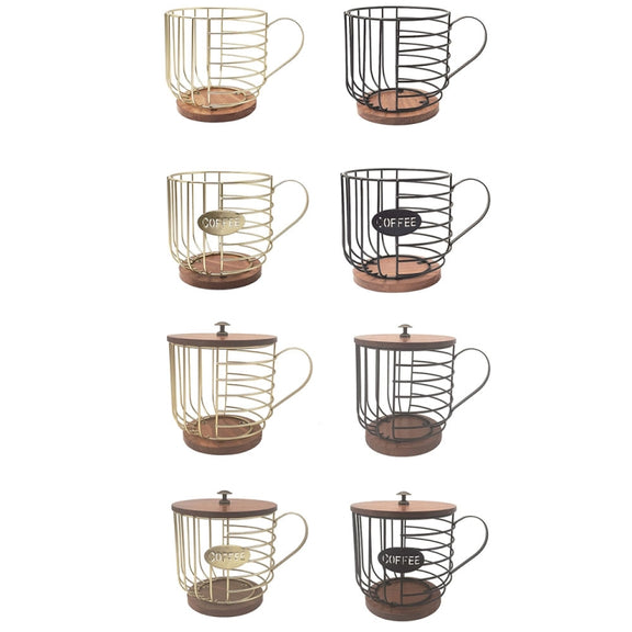 Coffee Companion Storage Rack Cup-Shaped Kitchen Storage Basket, Color: Black No Words