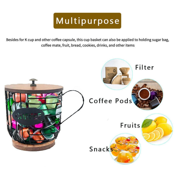 Coffee Companion Storage Rack Cup-Shaped Kitchen Storage Basket, Color: Black No Words