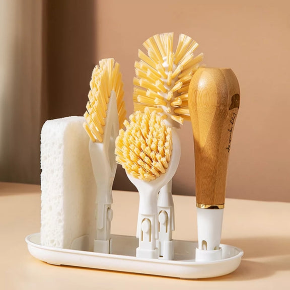 Kitchen 4 in 1 Cleaning Brush Set for Cleaning Pots / Bowls / Gaps / Cups