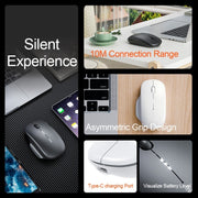 Inphic M1 2nd Generation Wireless Mice Rechargeable Mute Business Office Home Laptop Mouse, Color: 2.4G Black