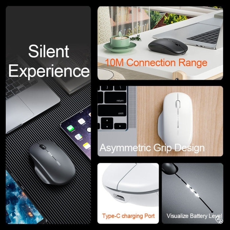 Inphic M1 2nd Generation Wireless Mice Rechargeable Mute Business Office Home Laptop Mouse, Color: 2.4G Black