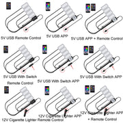 Eight-Color LED Voice Control Car Music Rhythm Atmosphere Light, Specification: 5V USB With Switch Remote Control