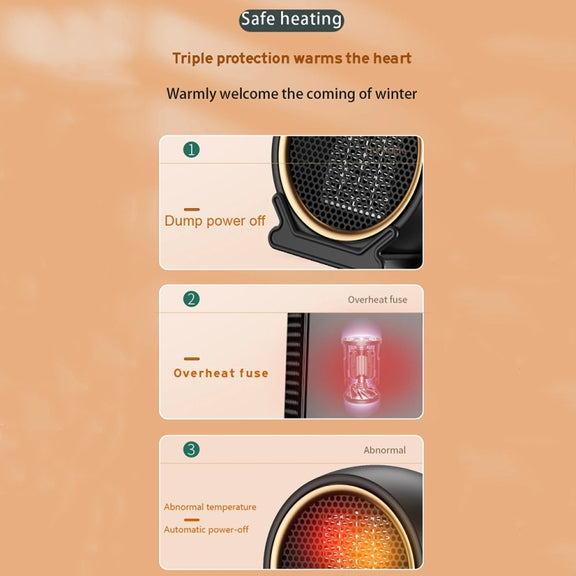 1800W Desktop High-power Two-speed Heater Household Fast Heating Heater, Spec: EU Plug(Black)