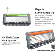 4pcs /Pack Six Blade OpenBack System Skin Razor Refills for Men