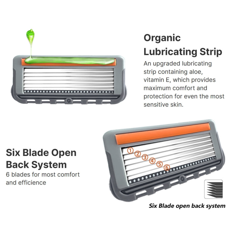 4pcs /Pack Six Blade OpenBack System Skin Razor Refills for Men