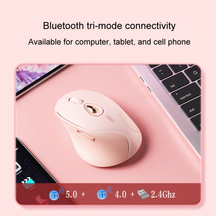 Inphic DR801 2.4G+Bluetooth 5.0/4.0 Wireless Mouse USB Tri-Mode Mute Rechargeable Girls Office Home Gaming Mouse(Pink) - free shipping - PMC Jewellery - Order now!