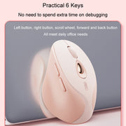 Inphic DR801 2.4G+Bluetooth 5.0/4.0 Wireless Mouse USB Tri-Mode Mute Rechargeable Girls Office Home Gaming Mouse(Pink)