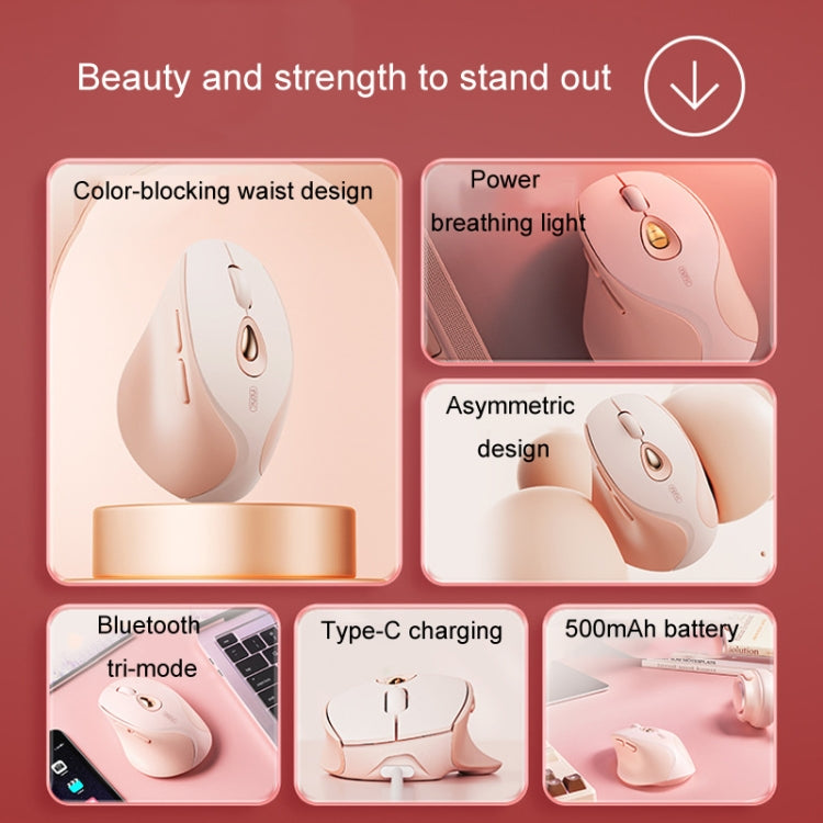 Inphic DR801 2.4G+Bluetooth 5.0/4.0 Wireless Mouse USB Tri-Mode Mute Rechargeable Girls Office Home Gaming Mouse(Pink) - free shipping - PMC Jewellery - Order now!
