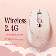 Inphic M8P 2.4G Wireless Mouse USB Mute Charging Girls Office Portable Ergonomic Mouse With Power Display(Milk Tea Color)