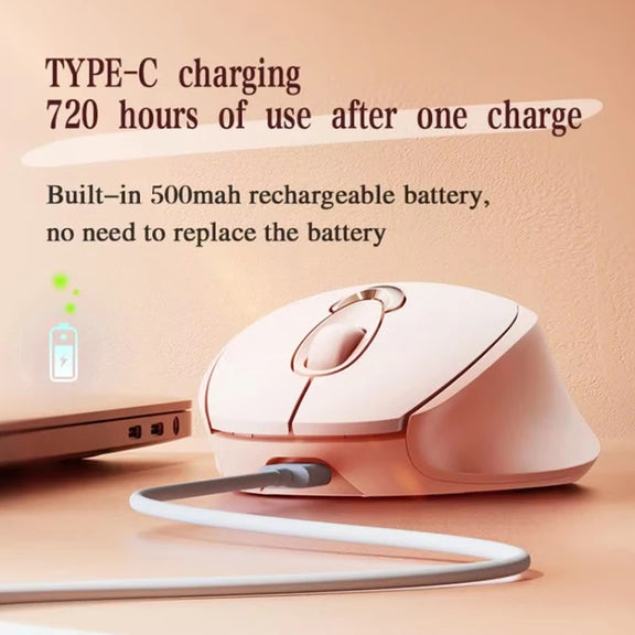 Inphic M8P 2.4G Wireless Mouse USB Mute Charging Girls Office Portable Ergonomic Mouse With Power Display(Milk Tea Color)