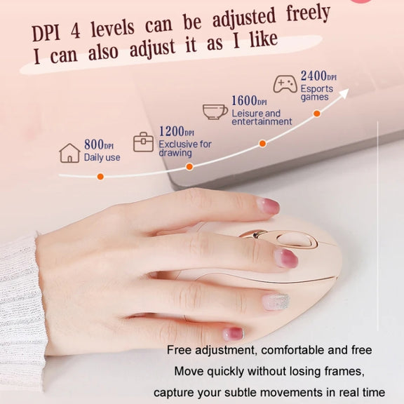 Inphic M8P 2.4G Wireless Mouse USB Mute Charging Girls Office Portable Ergonomic Mouse With Power Display(Milk Tea Color)