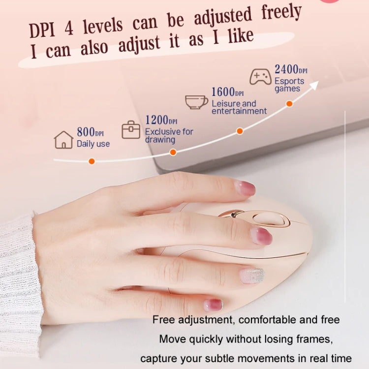 Inphic M8P 2.4G Wireless Mouse USB Mute Charging Girls Office Portable Ergonomic Mouse With Power Display(Milk Tea Color)