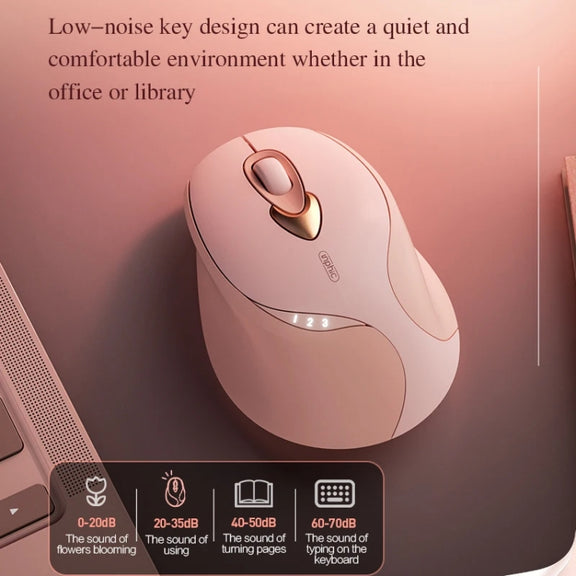 Inphic M8P 2.4G Wireless Mouse USB Mute Charging Girls Office Portable Ergonomic Mouse With Power Display(Milk Tea Color)