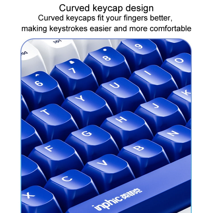 Inphic K902 Wired Keyboard 87 Keys Mute Light-up Mecha Office Home Gaming Computer Keyboard(White Blue) - free shipping - PMC Jewellery - Order now!