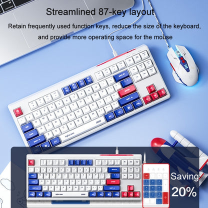 Inphic K902 Wired Keyboard 87 Keys Mute Light-up Mecha Office Home Gaming Computer Keyboard(White Blue) - free shipping - PMC Jewellery - Order now!
