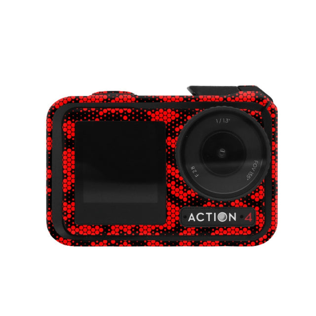 For DJI Action 4 Motion Camera Stickers All Inclusive Photo Frame Color Changing Stickers Accessories, Style: AC4-17 Snake Scale Red