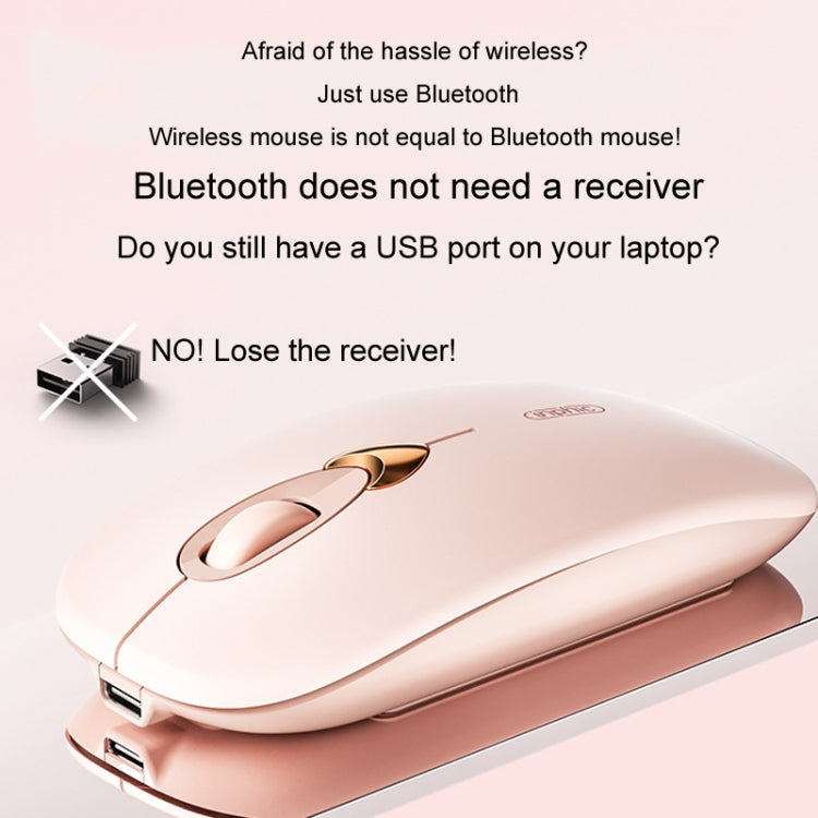Inphic Q8 Gen 2 Bluetooth Mouse Wireless Silent Charging Office Business Girls Laptop Mouse(Milk Tea Color)