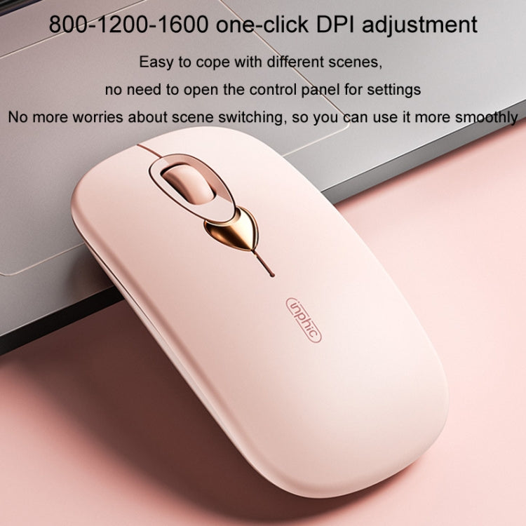 Inphic Q8 Gen 2 Bluetooth Mouse Wireless Silent Charging Office Business Girls Laptop Mouse(Milk Tea Color)