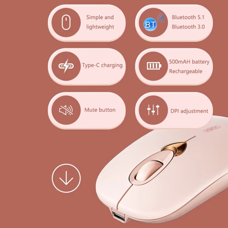 Inphic Q8 Gen 2 Bluetooth Mouse Wireless Silent Charging Office Business Girls Laptop Mouse(Milk Tea Color)