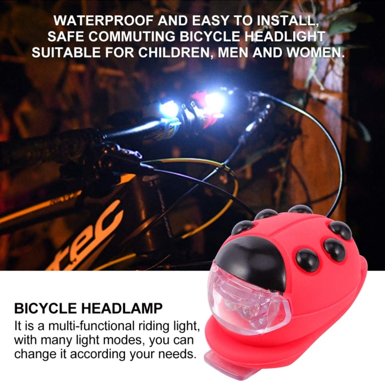 Bicycle Equipment Silicone Ladybug LED Headlight(Blue Shell+White Light)