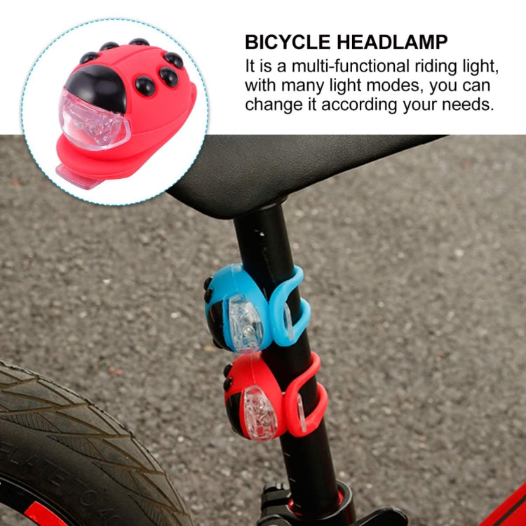 Bicycle Equipment Silicone Ladybug LED Headlight(Blue Shell+White Light)