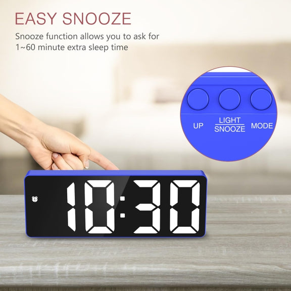 JX012 Multifunctional LED Electronic Clock Battery Plug-in Dual-purpose Bedside Alarm Clock(Blue)
