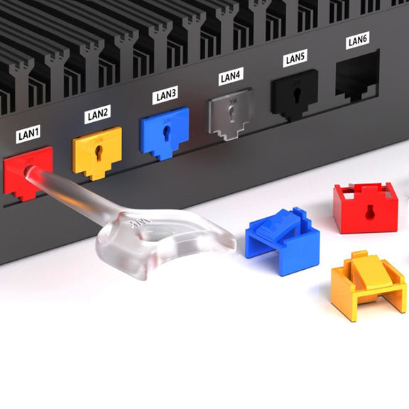 RJ45 Pport Anti-theft Lock Removable Dust Plug(Red 10 Plug+1 Key)
