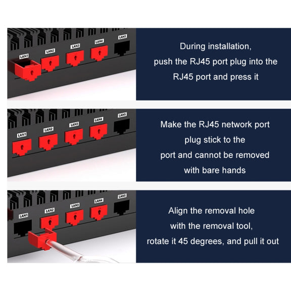 RJ45 Pport Anti-theft Lock Removable Dust Plug(Transparent 10 Plug+1 Key)
