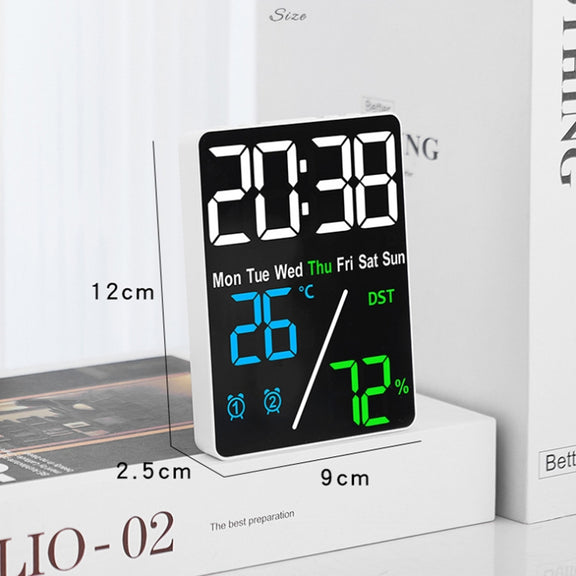 Multifunctional Temperature / Humidity Display Electronic Alarm Clock, Color: Three-color White