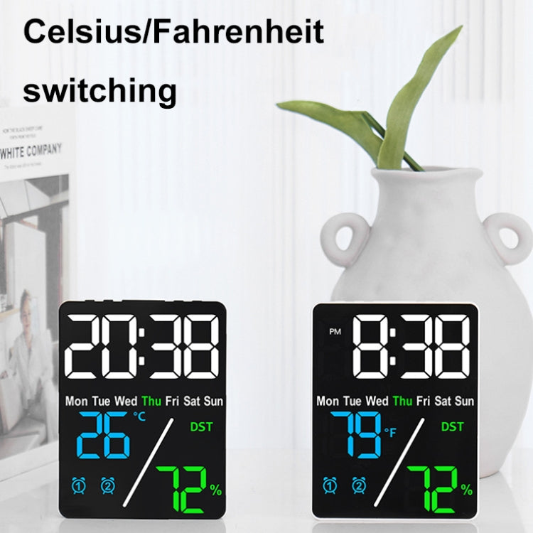 Multifunctional Temperature / Humidity Display Electronic Alarm Clock, Color: Three-color White