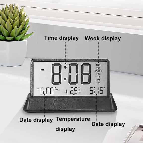Multifunctional Temperature / Date Display Electronic Alarm Clock(Black Opaque)