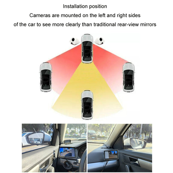 Punch-Free Car Imaging Side View Blind Spot Car Universal Night Vision Camera, Specifications: CVBS Silver