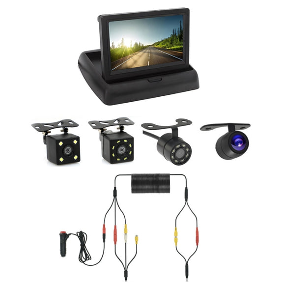 4.3 Inch Display Night Vision Water-resistant Reversing Camera +7 Meter Extension Cable, Color: Detachable Screen + External 8 Light Camera
