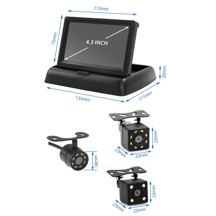 4.3 Inch Display Night Vision Water-resistant Reversing Camera +7 Meter Extension Cable, Color: Detachable Screen + Butterfly Camera