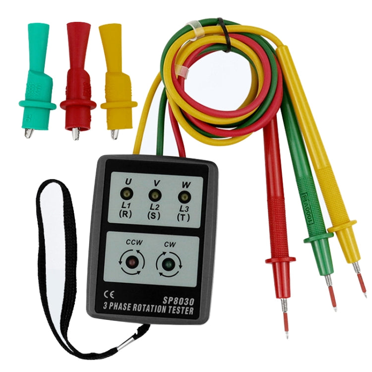 SP8030 3 Phase Alternating Current Phase Meter Phase Detector Rotation Tester Indicator Digital Phase-Order Indicator - Digital Multimeter by PMC TechLife | Online Shopping South Africa | PMC TechLife | Buy Now Pay Later Mobicred