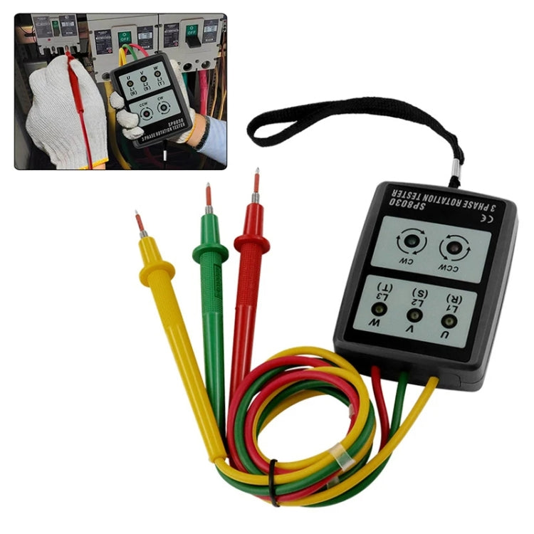 SP8030 3 Phase Alternating Current Phase Meter Phase Detector Rotation Tester Indicator Digital Phase-Order Indicator - Digital Multimeter by PMC Jewellery | Online Shopping South Africa | PMC Jewellery | Buy Now Pay Later Mobicred
