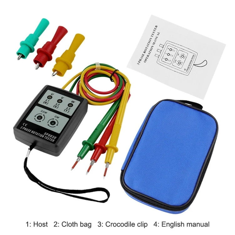 SP8030 3 Phase Alternating Current Phase Meter Phase Detector Rotation Tester Indicator Digital Phase-Order Indicator - Digital Multimeter by PMC Jewellery | Online Shopping South Africa | PMC Jewellery | Buy Now Pay Later Mobicred