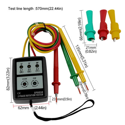 SP8030 3 Phase Alternating Current Phase Meter Phase Detector Rotation Tester Indicator Digital Phase-Order Indicator - Digital Multimeter by PMC Jewellery | Online Shopping South Africa | PMC Jewellery | Buy Now Pay Later Mobicred