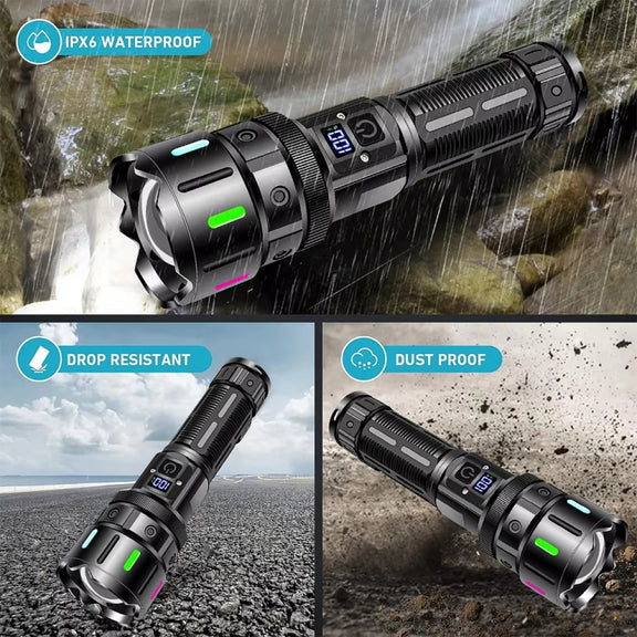 E-SMARTER A08 Flat Port Digital Display Fluorescent Strip Flashlight High Power LED Strong Light Flashlight(Battery Not Included)