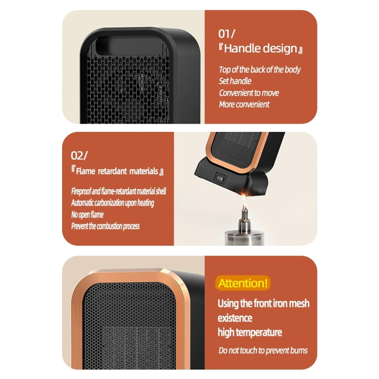 1000W High-power Household Heater Small Desktop Ceramic PTC Heating Heater, Spec: UK Plug(Black) - free shipping - PMC TechLife - Order now!