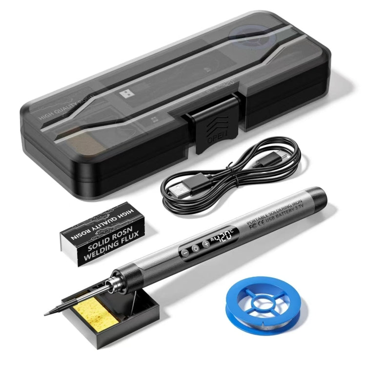 USB Digital Display Charging Soldering Iron Set 5-speed Temperature Adjustable Standard Edition Gray - Soldering Iron Set by PMc TechLife | Online Shopping South Africa | PMc TechLife | Buy Now Pay Later Mobicred