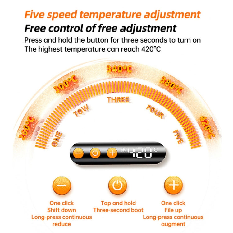 USB Digital Display Charging Soldering Iron Set 5-speed Temperature Adjustable 3 Heads Gray - Soldering Iron Set by PMc TechLife | Online Shopping South Africa | PMc TechLife | Buy Now Pay Later Mobicred