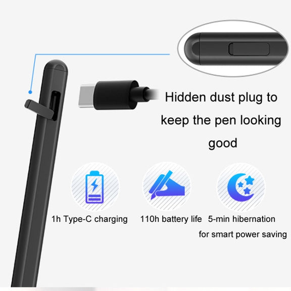 Tablet Stylus Pen USI2.0 Protocol Pen Stylus Anti False Touch(Black)