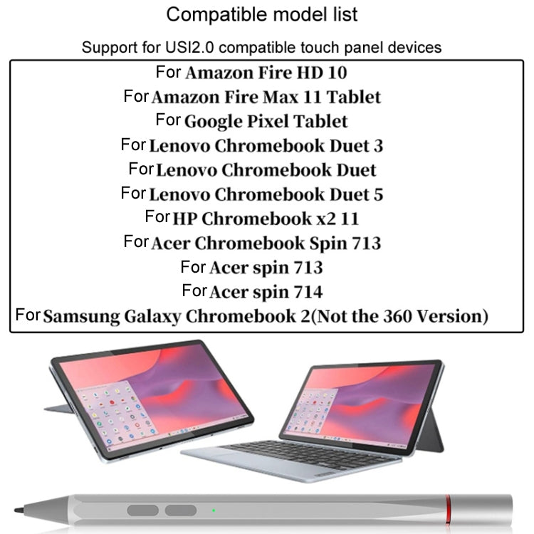 UX95 For Amazon Tablet/Chromebook Stylus 4096 Pressure Sensitive Stylus USI Protocol Pen(Black)